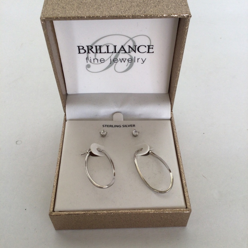 BRILLIANCE HOOPS AND SWAROVSKI STUDS NWT
